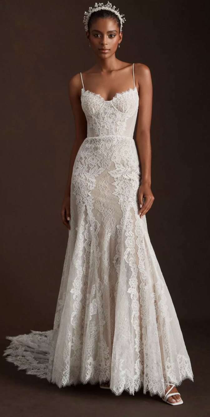 Watters Alessandra Wedding Dress Size 14 Ivory Lace Mermaid Gown NWT